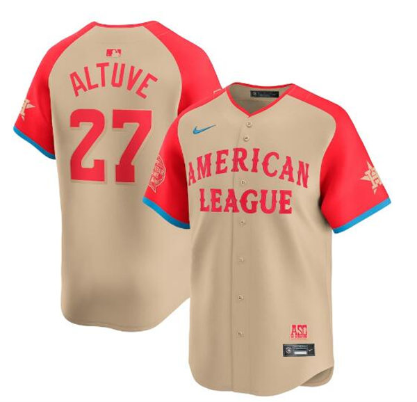  Mens Youth Houston Astros #27 Jose Altuve American League Nike 2024 MLB All-Star Game Limited Player Jersey - Cream 