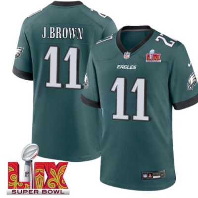 A. J. Brown No 11 Men Super Bowl LIX Philadelphia Eagles Home Game 2025 Jersey- Replica