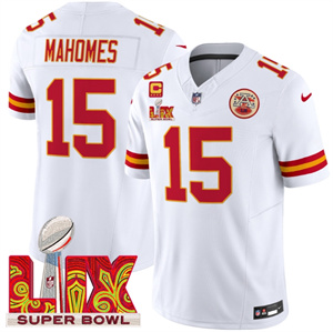 Chiefs Super Bowl LIX Patch Vapor Limited Custom Jersey - All Stitched Patrick Mahomes 15