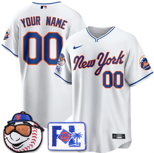 Custom Men's New York Mets Blue Road 2025 Spring Training Jersey - All Stitched White