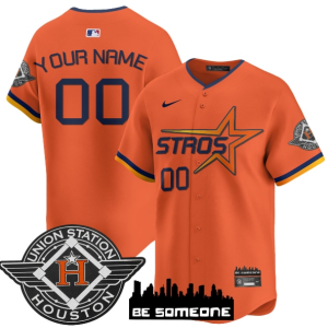 Custom NameNumber Houston Astros 2025 City Connect Vapor Premier Limited Jersey - All Stitched Orange