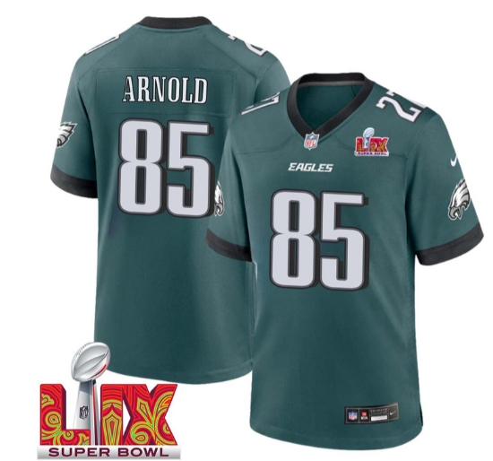 Dan Arnold No 85 Men Super Bowl LIX Philadelphia Eagles Home Game 2025 Jersey- Replica