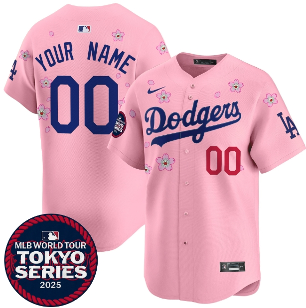 Dodgers Tokyo Series 2025 Vapor Premier Limited Custom Jersey - Stitched Cherry Blossom