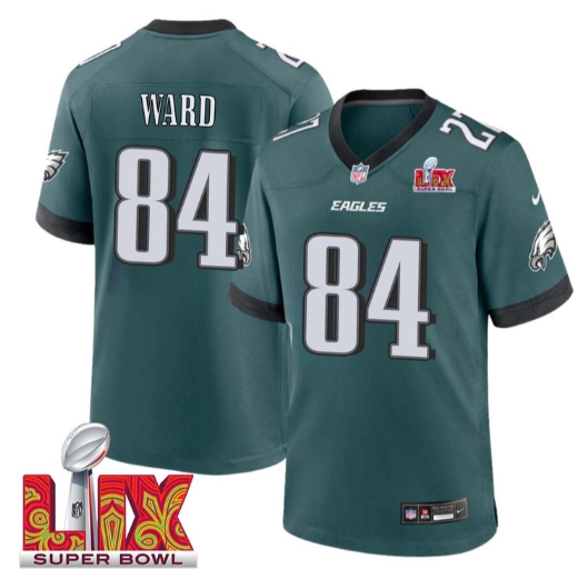 Greg Ward No 84 Men Super Bowl LIX Philadelphia Eagles Home Game 2025 Jersey- Replica