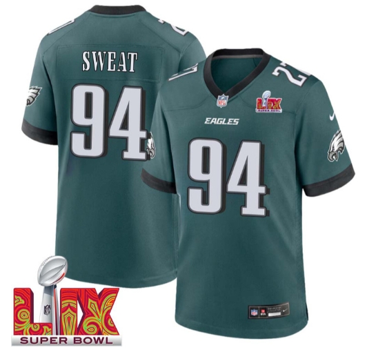 Josh Sweat No 94 Men Super Bowl LIX Philadelphia Eagles Home Game 2025 Jersey- Replica