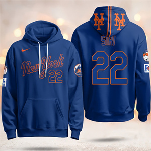 Men's Black New York Mets 22 SOTO Blue Pullover Hoodie