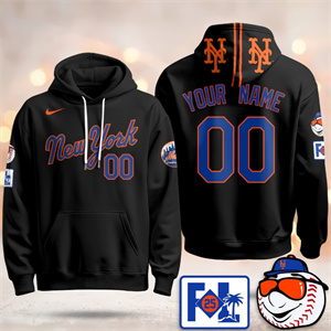 Men's Black New York Mets Black Pullover Hoodie