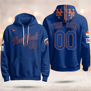 Men's Black New York Mets Blue Pullover Hoodie