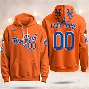 Men's Black New York Mets Orange Pullover Hoodie