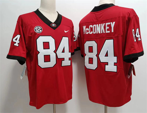 Mens Georgia Bulldogs #84 Ladd McConkey Nike Block Number Red football Game Jersey